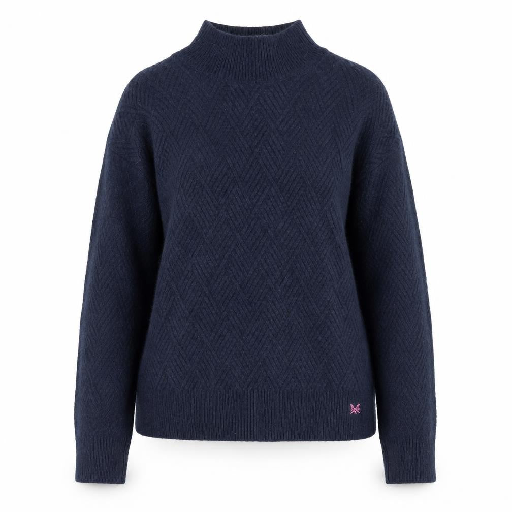 Crew Clothing Women Blue Size 8 Mock Neck Wool Blend Jumper