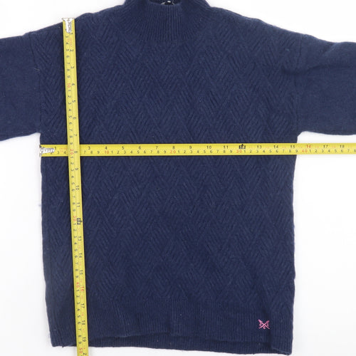 Crew Clothing Women Blue Size 8 Mock Neck Wool Blend Jumper