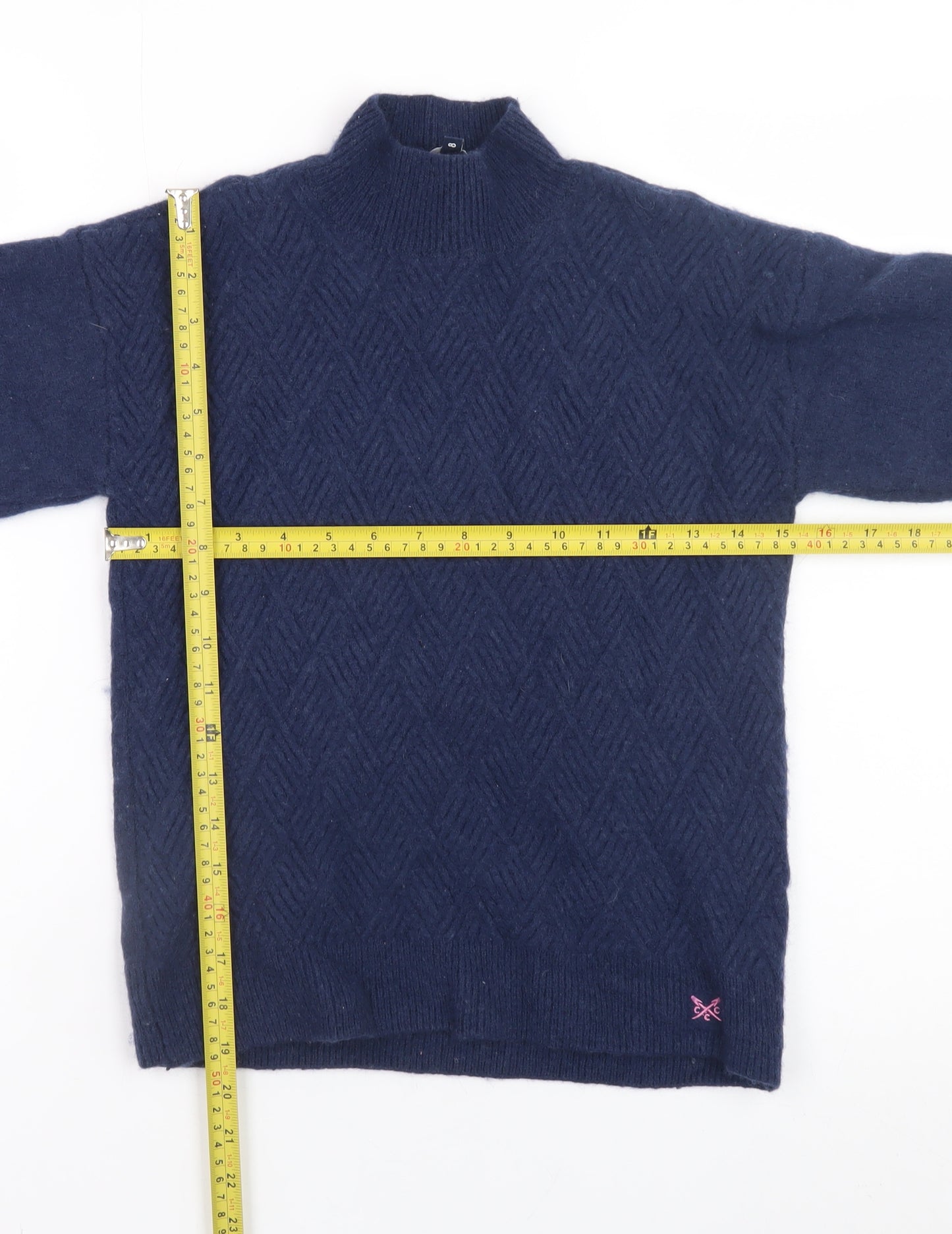 Crew Clothing Women Blue Size 8 Mock Neck Wool Blend Jumper