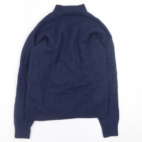Crew Clothing Women Blue Size 8 Mock Neck Wool Blend Jumper