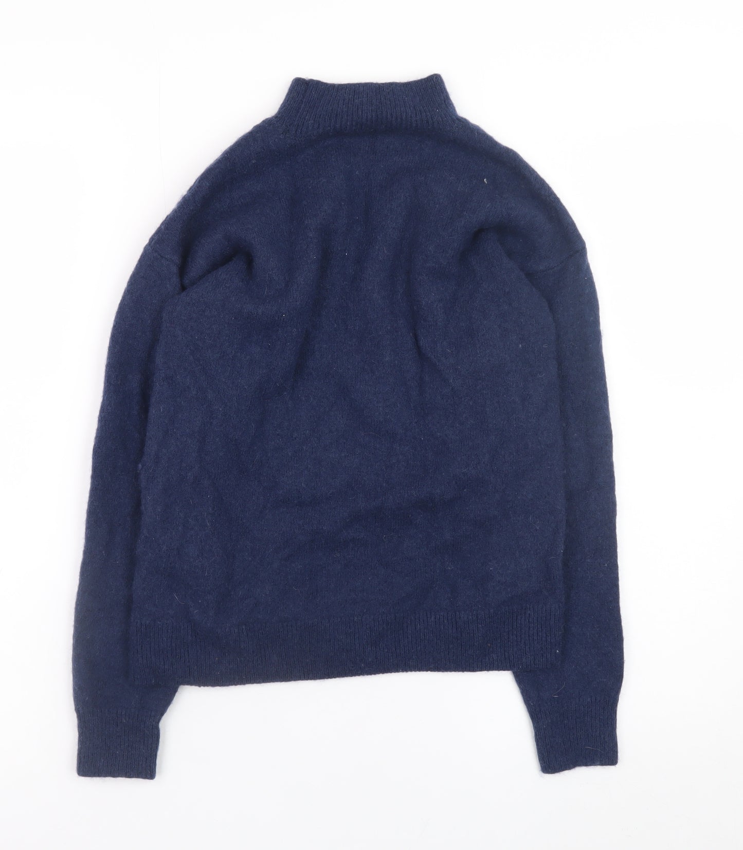 Crew Clothing Women Blue Size 8 Mock Neck Wool Blend Jumper