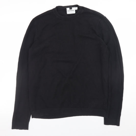 Topman Men’s Black Cotton Crew Neck Pullover Jumper Size L