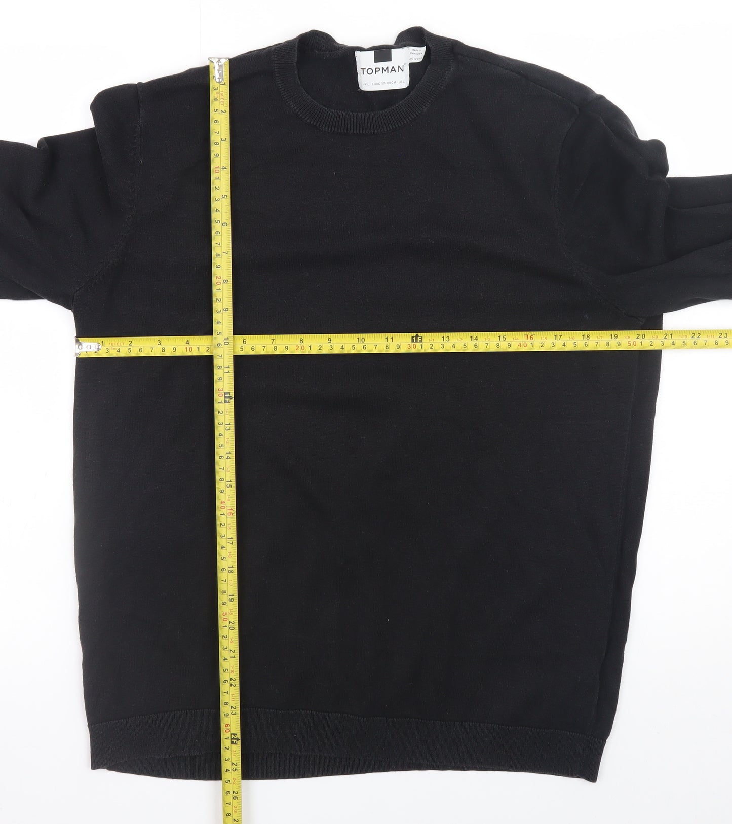 Topman Men’s Black Cotton Crew Neck Pullover Jumper Size L