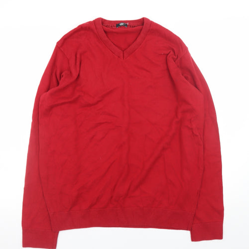 Cotton Traders Mens Red V-Neck Pullover Jumper Size L Cotton Cashmere