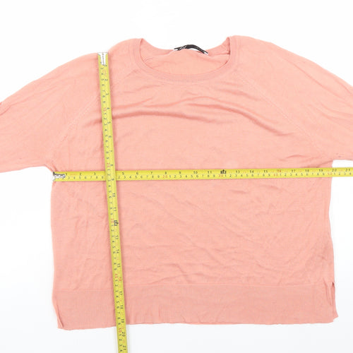 Zara Womens Pink Crew Neck Long Sleeve Pullover Jumper Size S