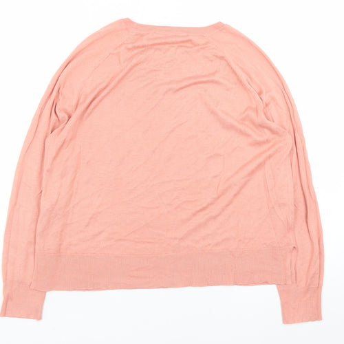 Zara Womens Pink Crew Neck Long Sleeve Pullover Jumper Size S