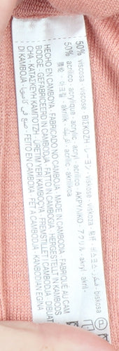 Zara Womens Pink Crew Neck Long Sleeve Pullover Jumper Size S