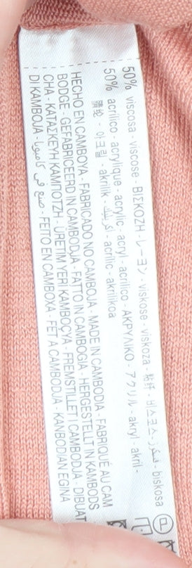 Zara Womens Pink Crew Neck Long Sleeve Pullover Jumper Size S