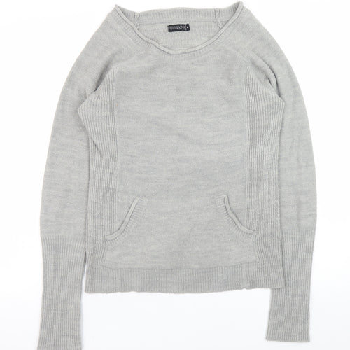 Terranova Women Grey Knit Pullover Jumper L Long Sleeve Crew Neck