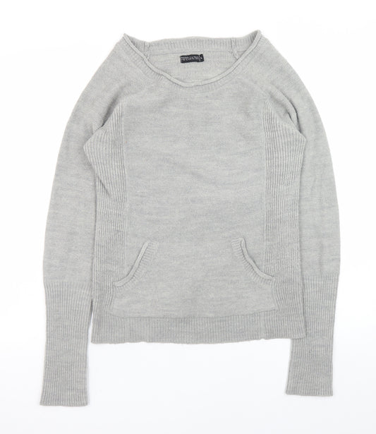 Terranova Women Grey Knit Pullover Jumper L Long Sleeve Crew Neck