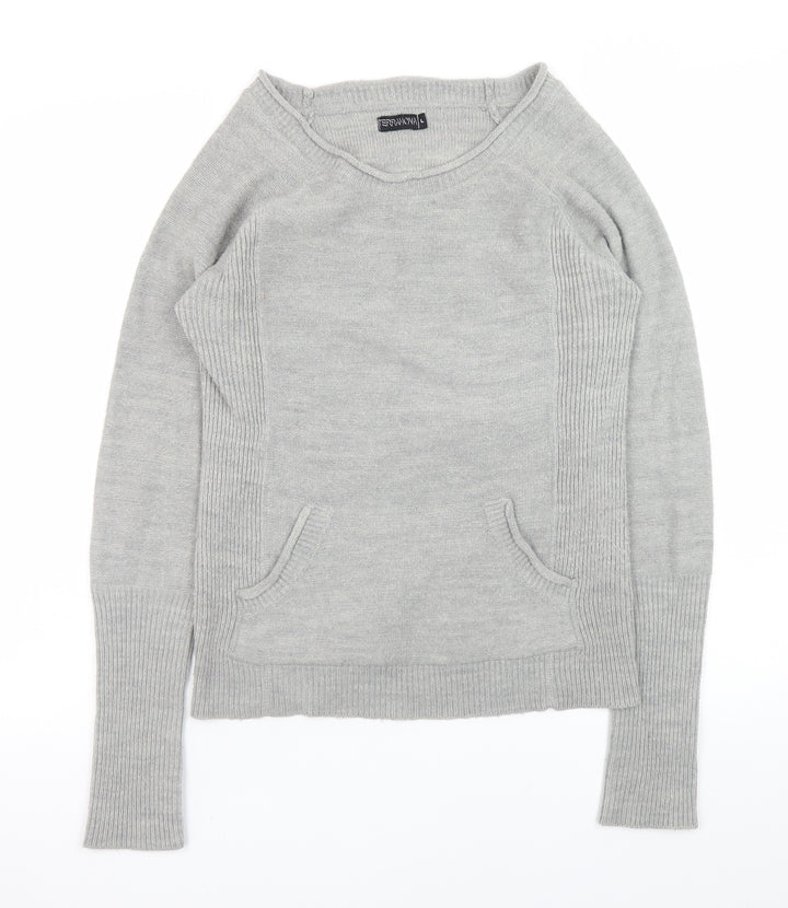 Terranova Women Grey Knit Pullover Jumper L Long Sleeve Crew Neck