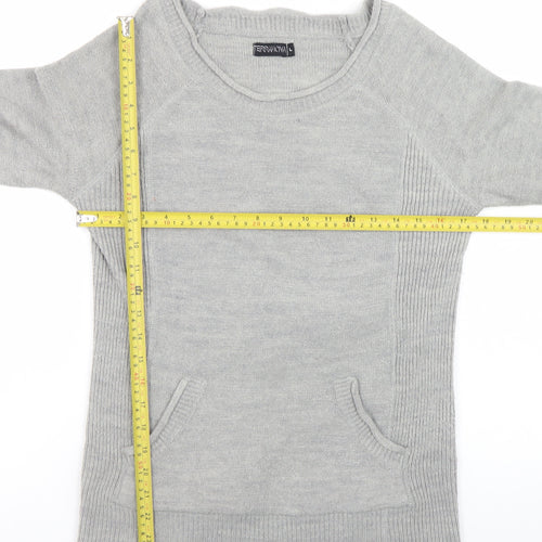 Terranova Women Grey Knit Pullover Jumper L Long Sleeve Crew Neck