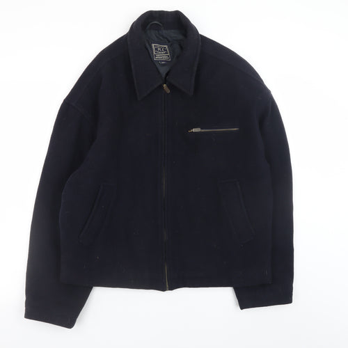 R.I Clothing Company Men's Blue Wool Bomber Jacket Size M