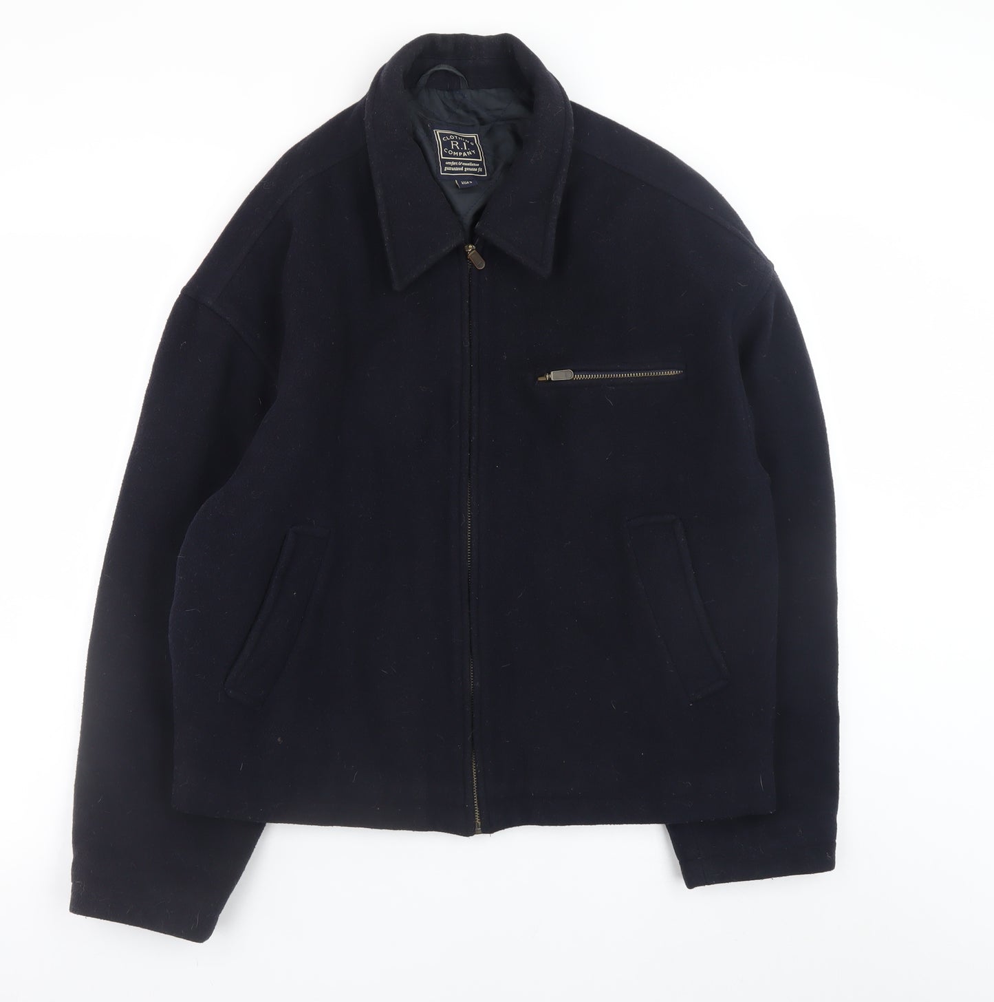 R.I Clothing Company Men's Blue Wool Bomber Jacket Size M