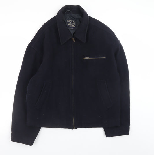 R.I Clothing Company Men's Blue Wool Bomber Jacket Size M