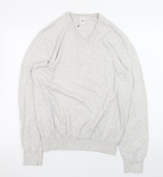 GAP Men’s Grey V-Neck Cotton Blend Pullover Jumper Size M