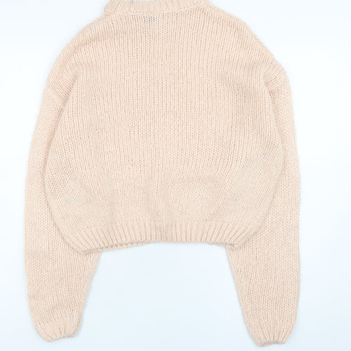 H&M Divided Women’s Beige Chunky-Knit Mock Neck Jumper XS