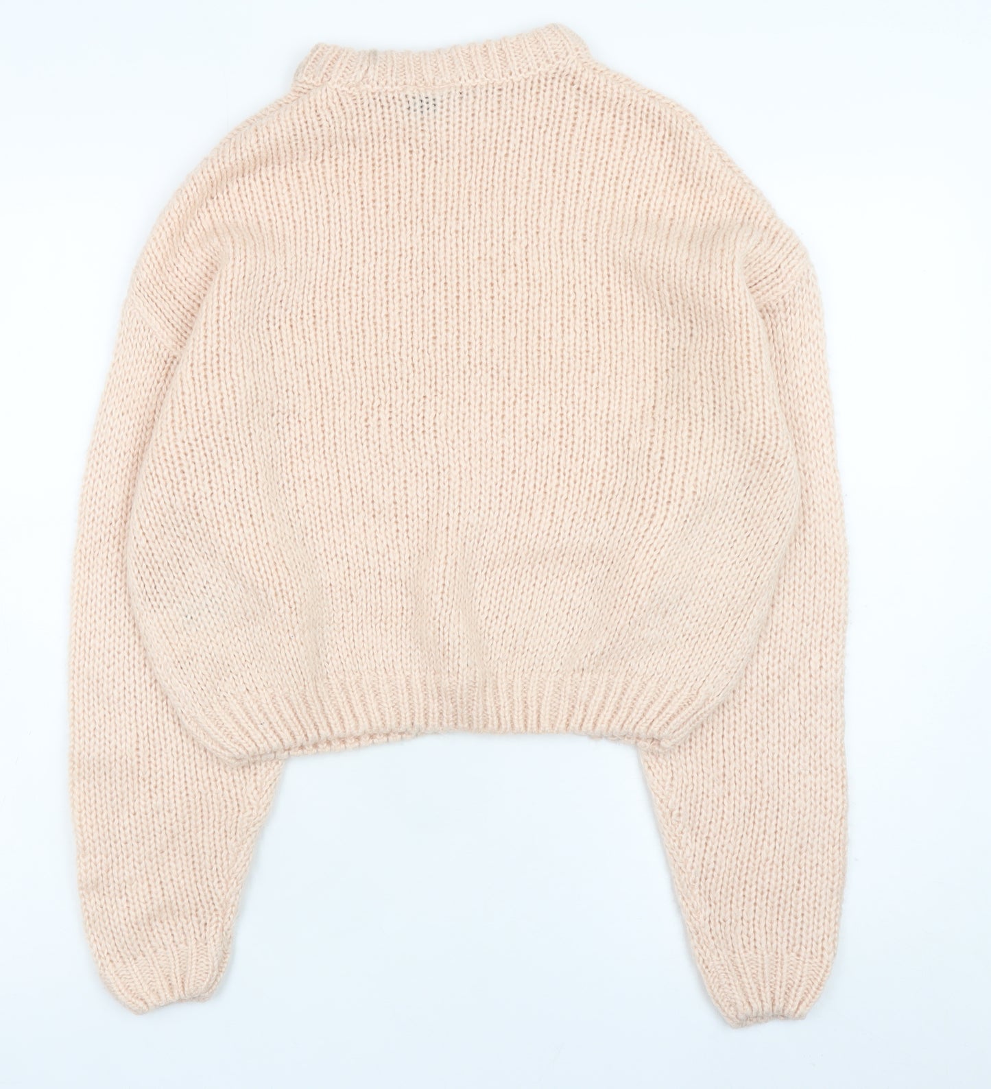 H&M Divided Women’s Beige Chunky-Knit Mock Neck Jumper XS