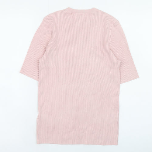 Marks and Spencer Women’s Pink Ribbed Knit Short Sleeve Top M