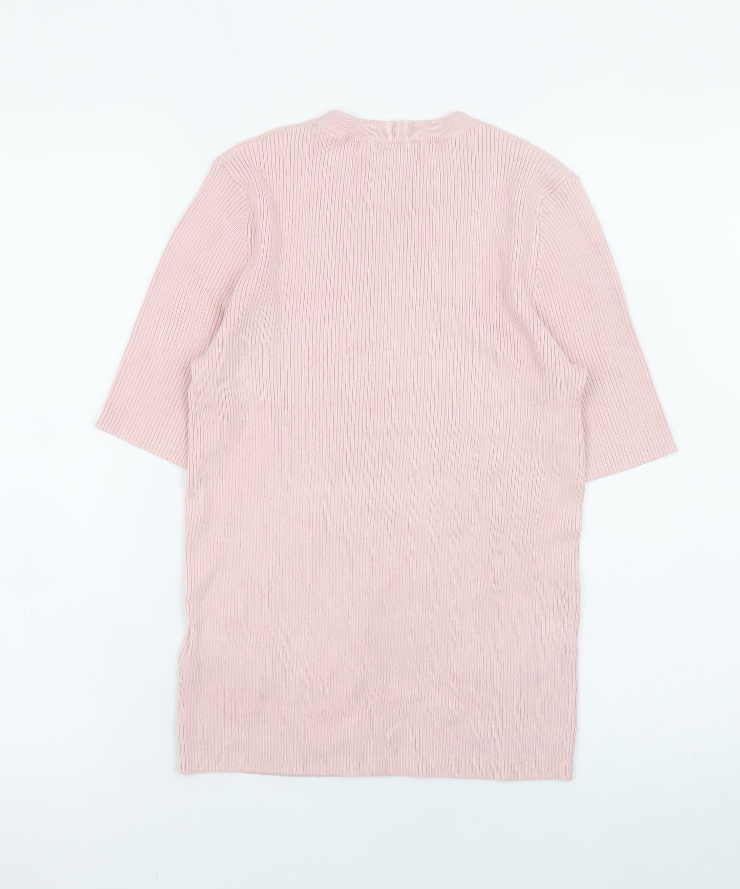 Marks and Spencer Women’s Pink Ribbed Knit Short Sleeve Top M