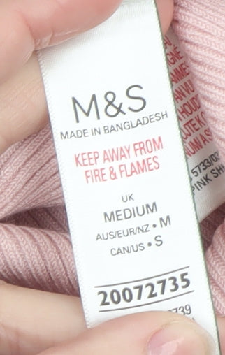 Marks and Spencer Women’s Pink Ribbed Knit Short Sleeve Top M