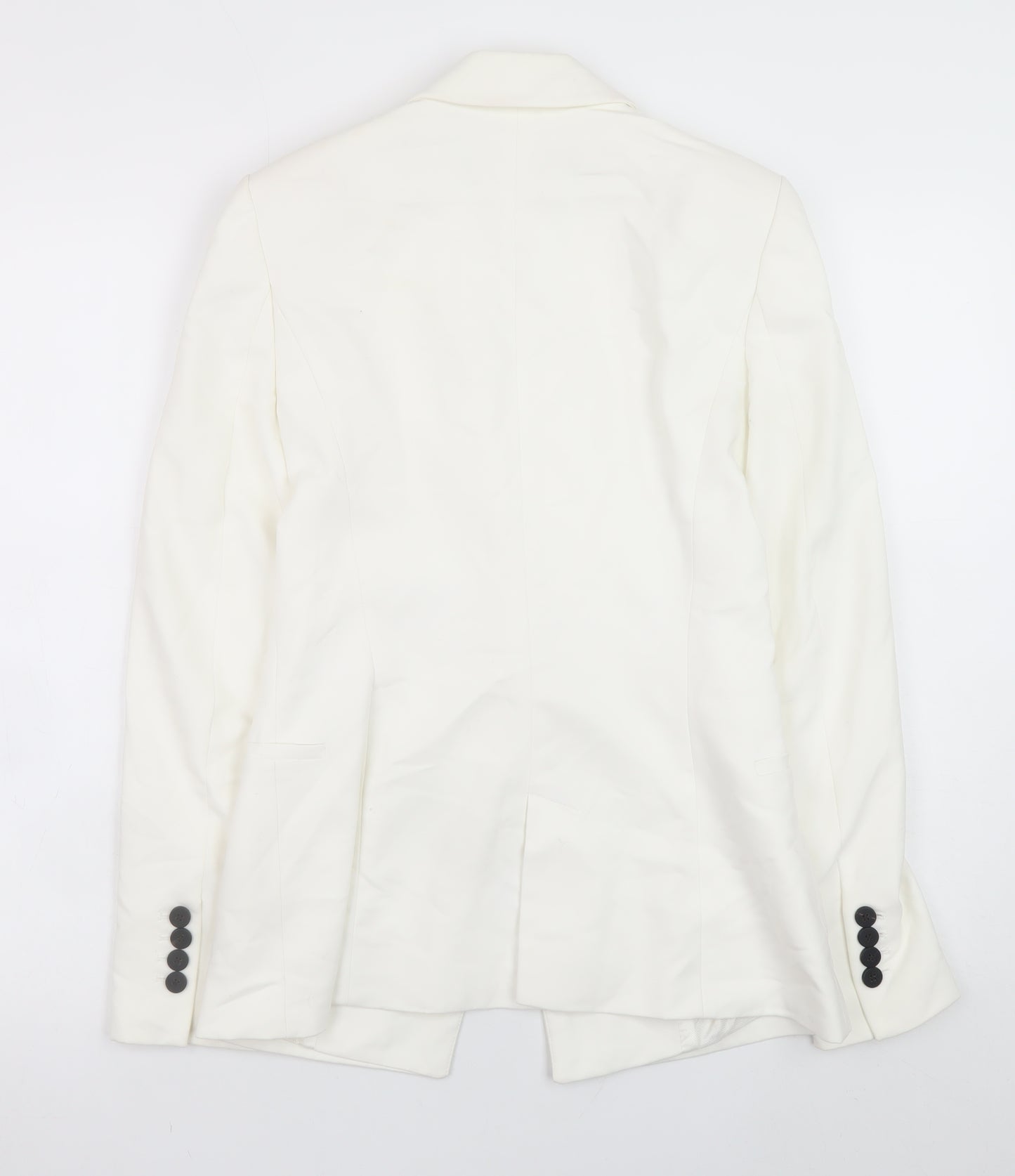 Zara Women White Slim Fit Cotton Blend Blazer Jacket Size S