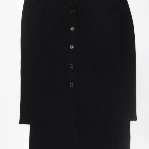 Jeff & Co Womens Black Knit Collared Shirt Dress L