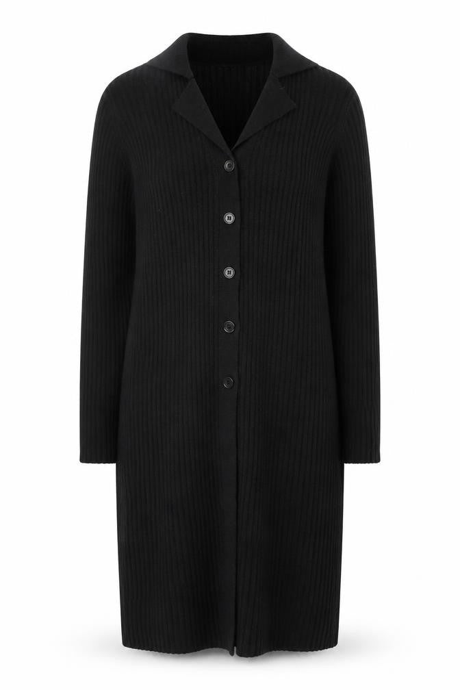 Front view of Jeff & Co women’s black knit collared shirt dress l
