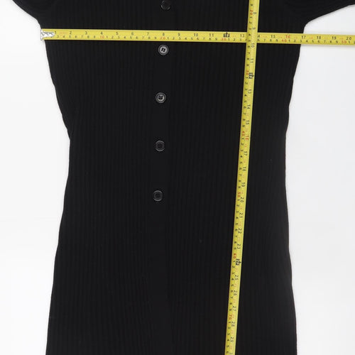 Jeff & Co Womens Black Knit Collared Shirt Dress L