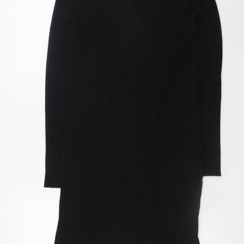 Jeff & Co Womens Black Knit Collared Shirt Dress L