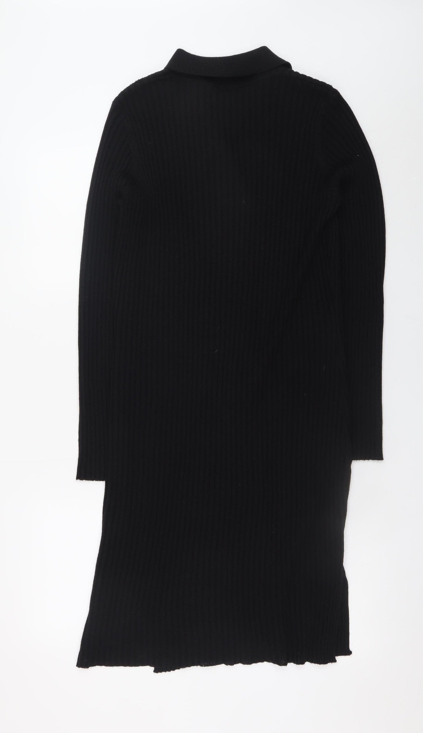 Jeff & Co Womens Black Knit Collared Shirt Dress L
