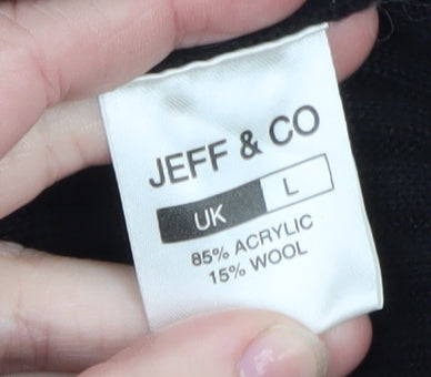 Jeff & Co Womens Black Knit Collared Shirt Dress L