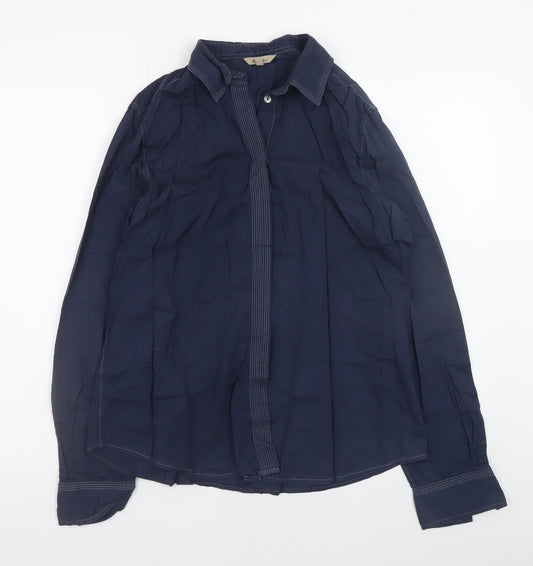 Ken Women’s Blue Cotton Long Sleeve Button-Up Shirt Size 14