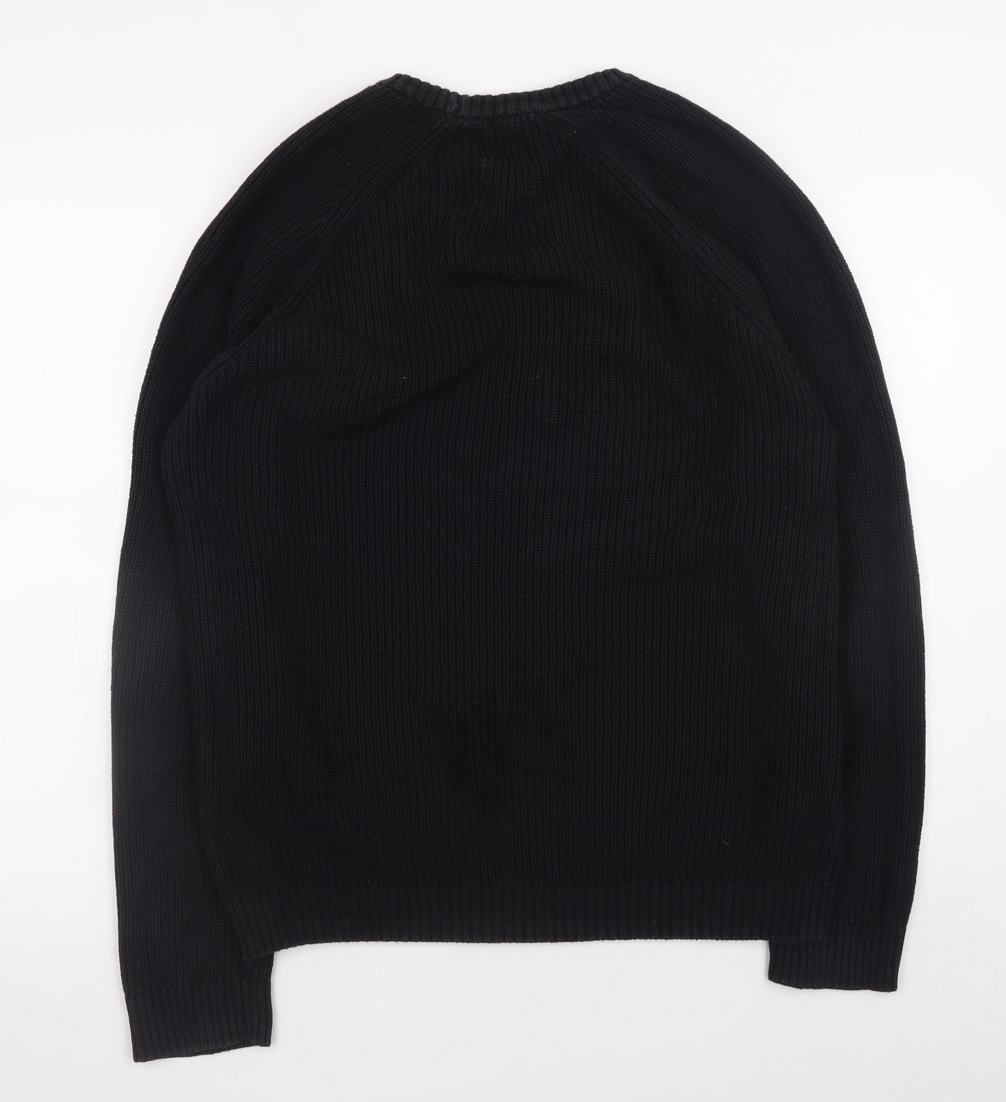 Zara Men Black Cotton Crew Neck Knit Jumper Size L