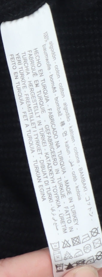 Zara Men Black Cotton Crew Neck Knit Jumper Size L