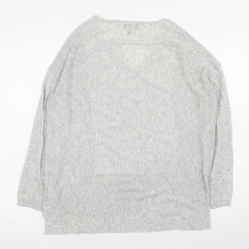Topshop Women Grey V-Neck Pullover Jumper Size 8 Lightweight Knit