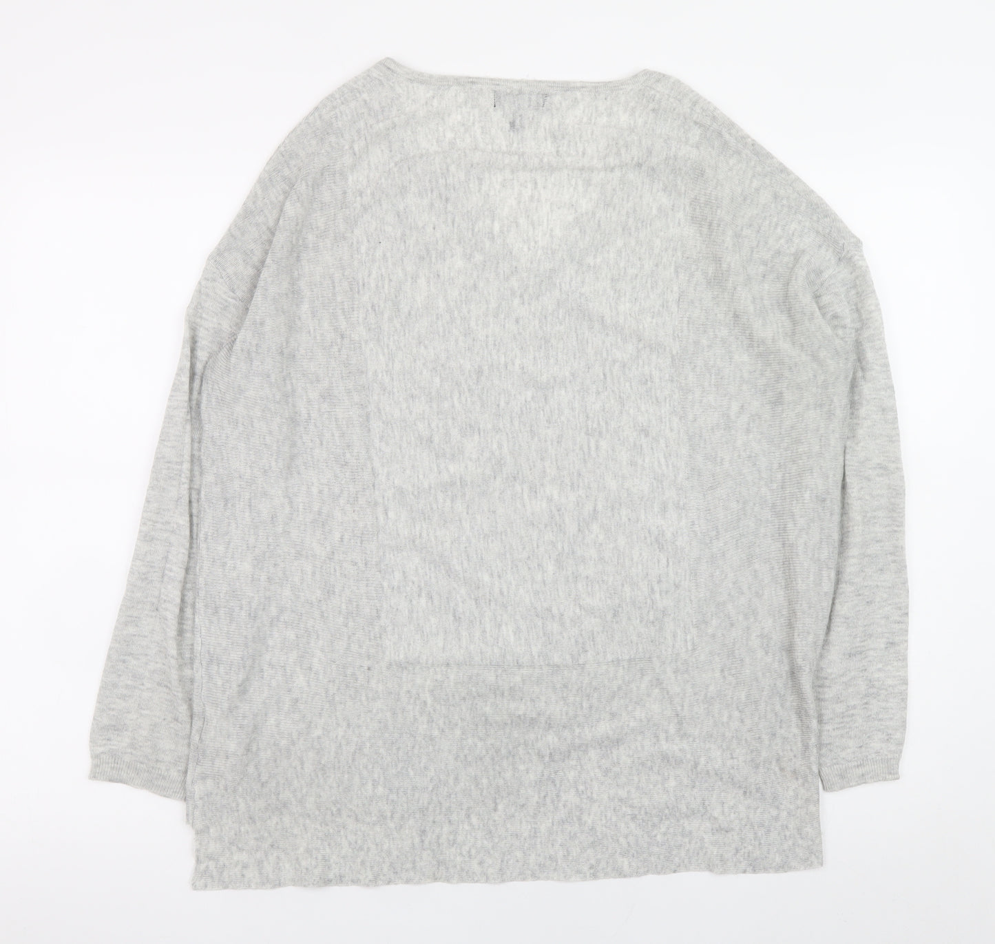 Topshop Women Grey V-Neck Pullover Jumper Size 8 Lightweight Knit