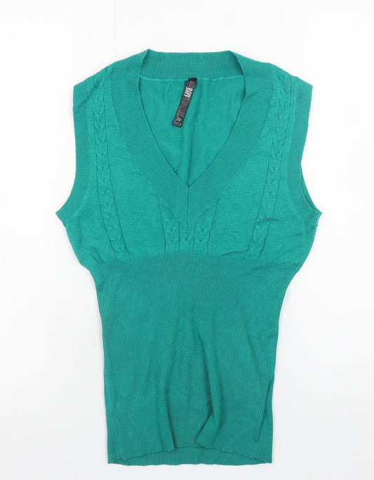 Bay Women’s Green Sleeveless V-Neck Knit Tank Top Size 12