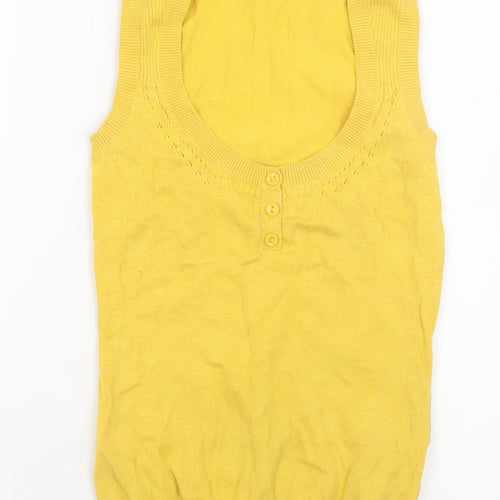Miss Selfridge Women’s Yellow Henley Sleeveless Knit Jumper Size 10