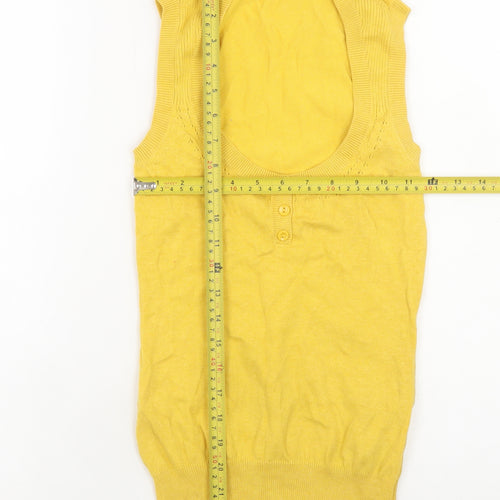 Miss Selfridge Women’s Yellow Henley Sleeveless Knit Jumper Size 10