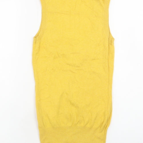 Miss Selfridge Women’s Yellow Henley Sleeveless Knit Jumper Size 10