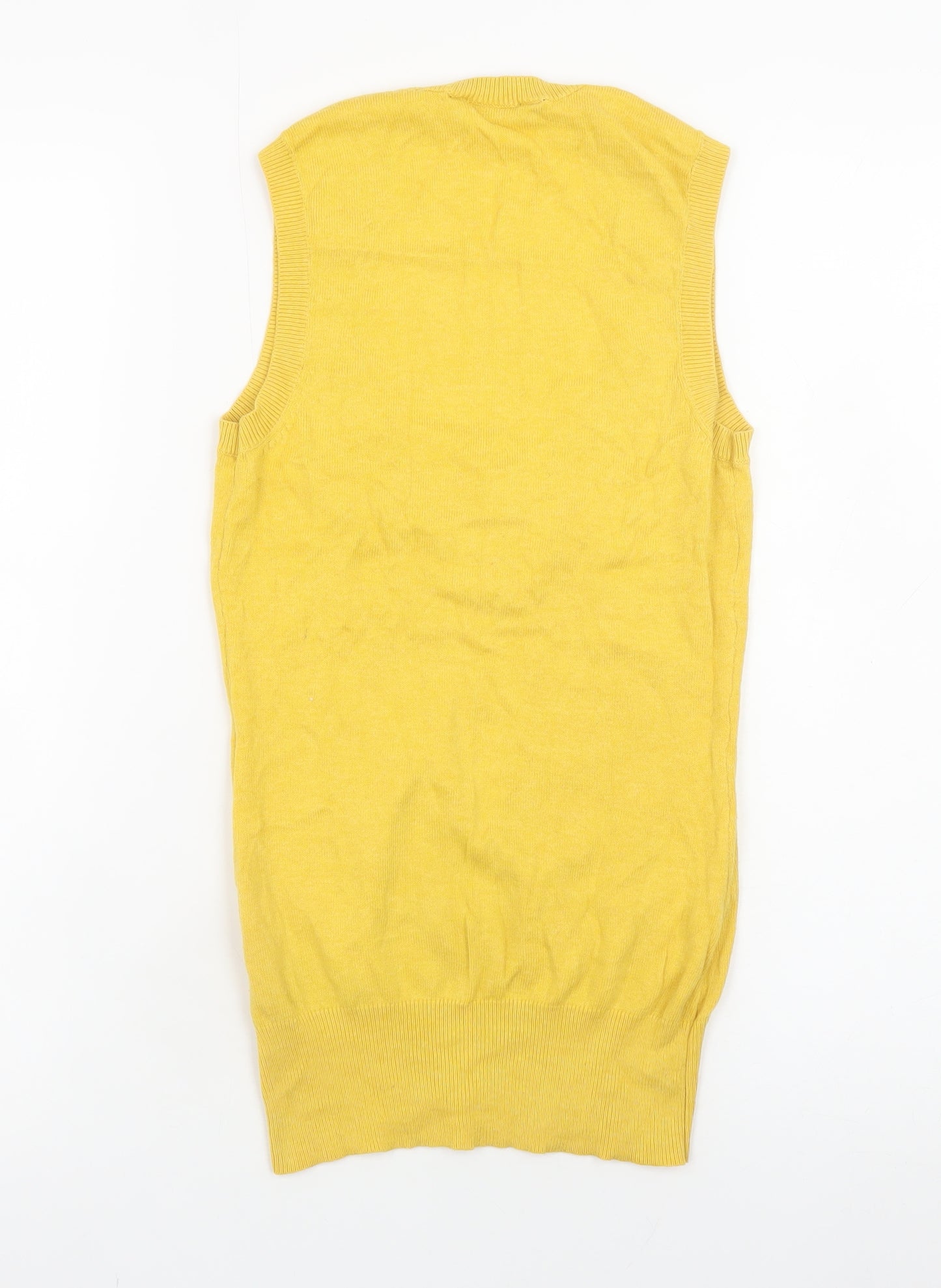 Miss Selfridge Women’s Yellow Henley Sleeveless Knit Jumper Size 10