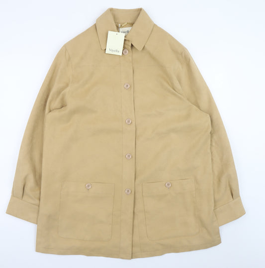 Viyella Women's Beige Mid-Length Button Jacket Size M