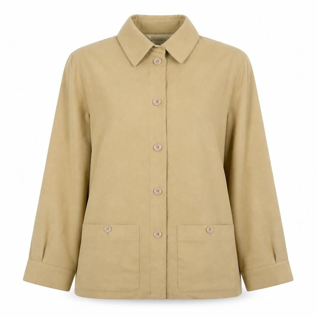 Front view of Viyella Women's Beige Mid-Length Button Jacket, size M