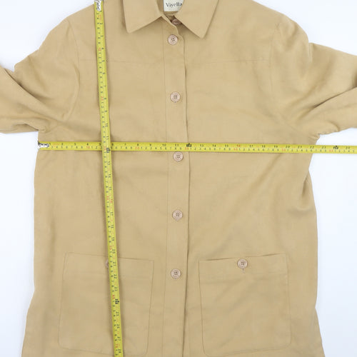 Viyella Women's Beige Mid-Length Button Jacket Size M