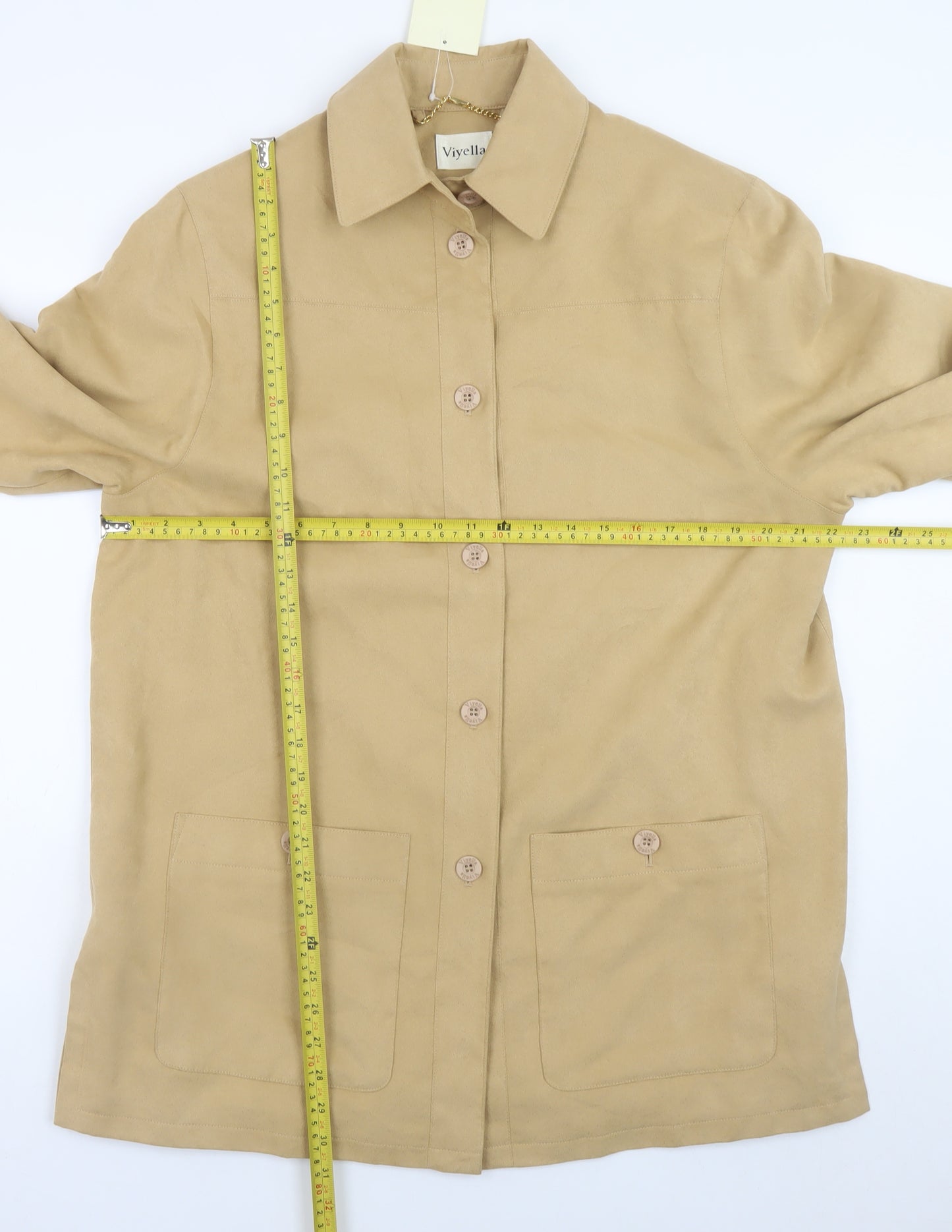 Viyella Women's Beige Mid-Length Button Jacket Size M