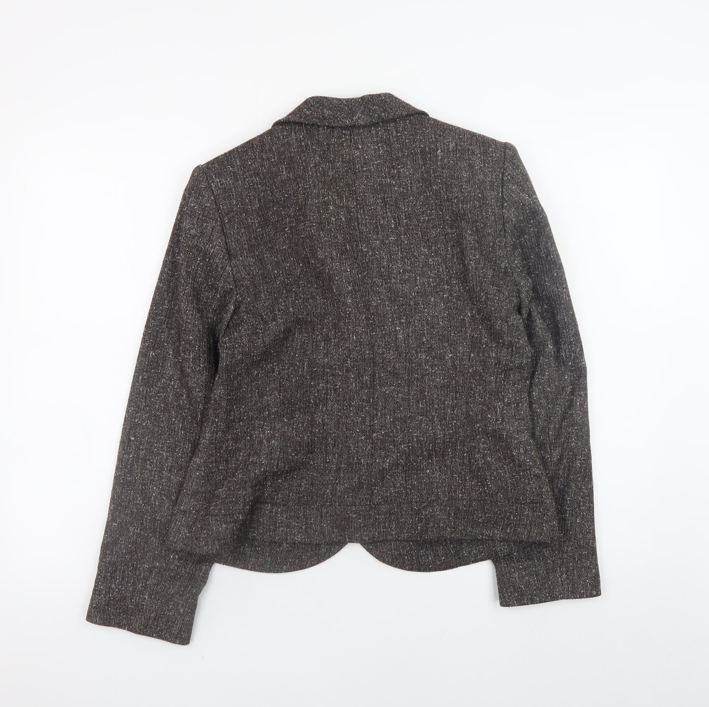 Minuet Women Brown Tweed Blazer Size 12 Lined Buttoned Jacket