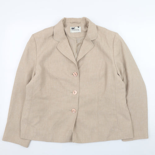 Eastex Women Beige Classic Blazer Jacket Size 16 Polyester Lined