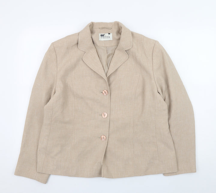 Eastex Women Beige Classic Blazer Jacket Size 16 Polyester Lined