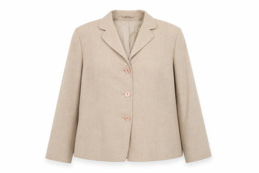 Front view of Eastex Women Beige Classic Blazer Jacket, size 16, Polyester Lined